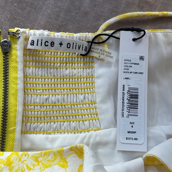 Alice+Olivia Yellow and white floral mini dress SIZE (4) - Picture 3 of 4